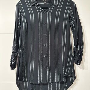 Express Black and White Striped Button Down Shirt